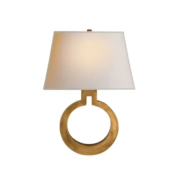 Ring Wall Light with Paper Shade - Brass