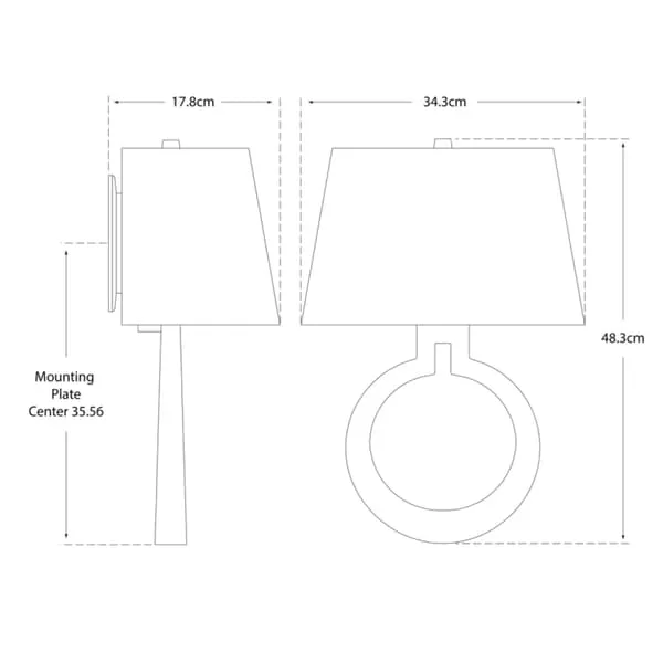 Ring Wall Light with Paper Shade - Bronze