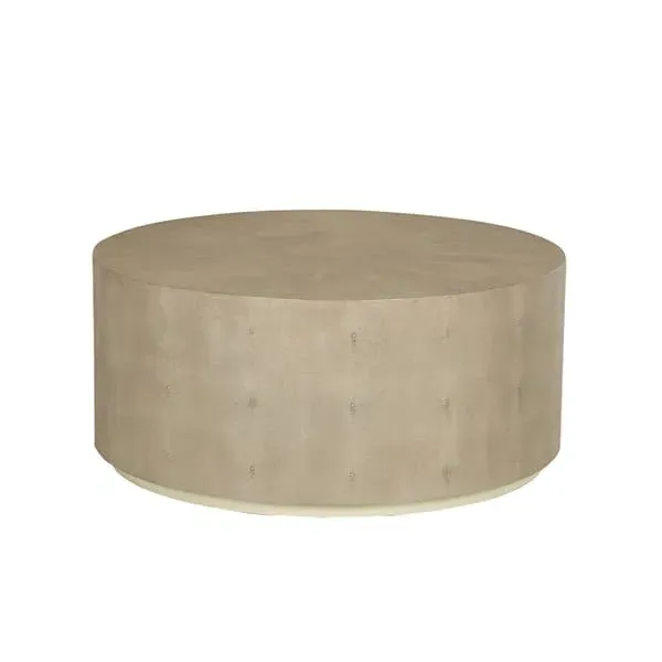 Round Coffee Table - Ivory, Faux Shagreen