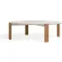 Round Coffee Table - Travertine, Teak