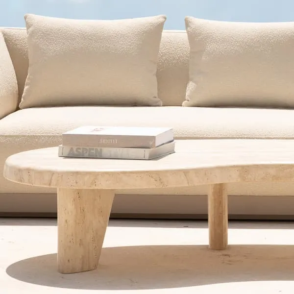 Round Coffee Table with Stone Finish