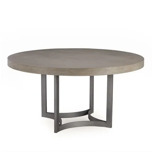 Round Dining Table - Light Oak, Steel Base image