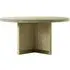 Round Dining Table with Brass Accents - Natural, Ash Wood