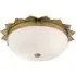 Round Flush Ceiling Light with Floral Details - Brass, Glass