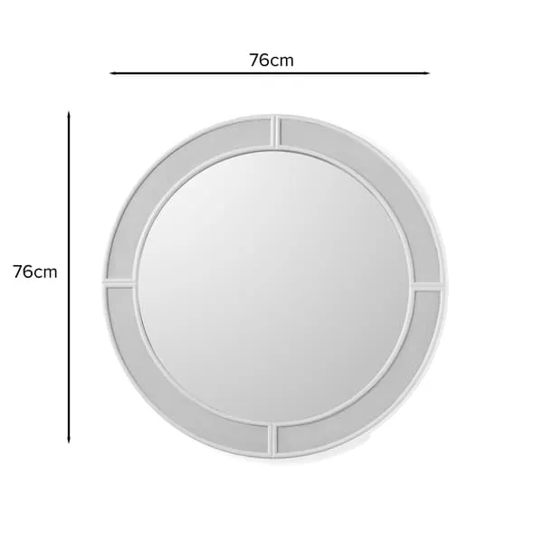 Round Mirror with Faux Shagreen Frame - White, Composite