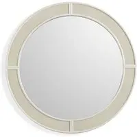 Round Mirror with Faux Shagreen Frame - White, Composite