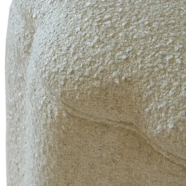Round Ottoman - Natural, Boucle