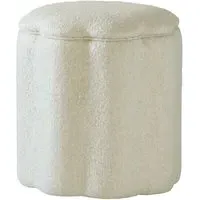 Round Ottoman - Natural, Boucle