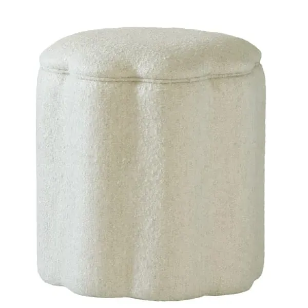 Round Ottoman - Natural, Boucle