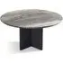 Round Outdoor Dining Table with Travertine - Dark Grey, Aluminium
