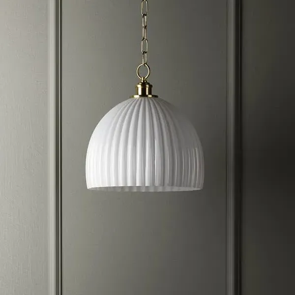 Round Pendant Light - Brass, Glass