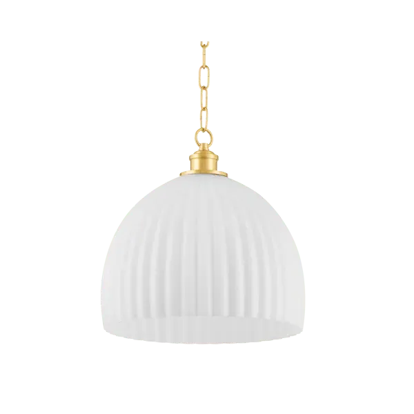 Round Pendant Light - Brass, Glass