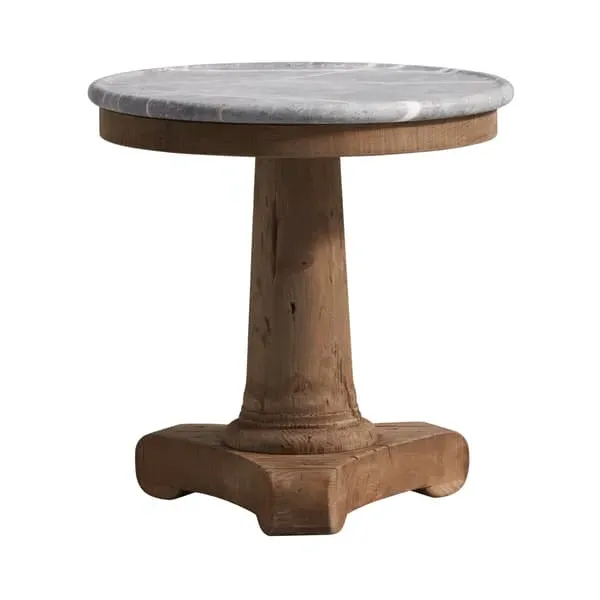 Round Side Table - Grey, Marble