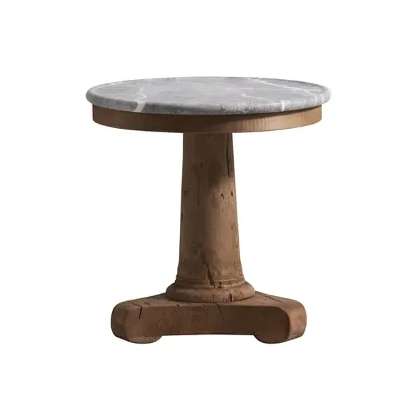 Round Side Table - Grey, Marble image