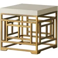 Round Side Table with Brass Base - Cream, Lacquer