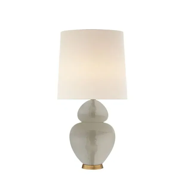 Round Table Lamp with Brass Fixings - Grey, Ceramic image