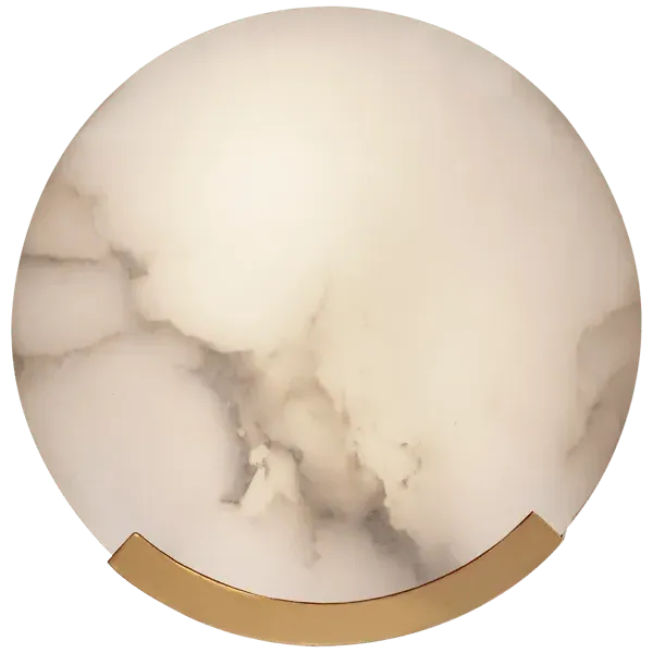 Round Wall Light with Alabaster - Brass, Metal image