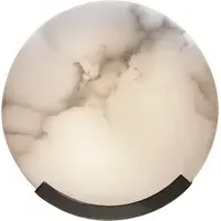 Round Wall Light with Alabaster - Bronze, Metal