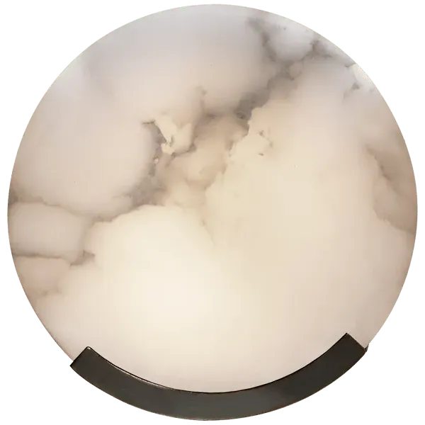 Round Wall Light with Alabaster - Bronze, Metal