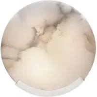 Round Wall Light with Alabaster - Nickel, Metal