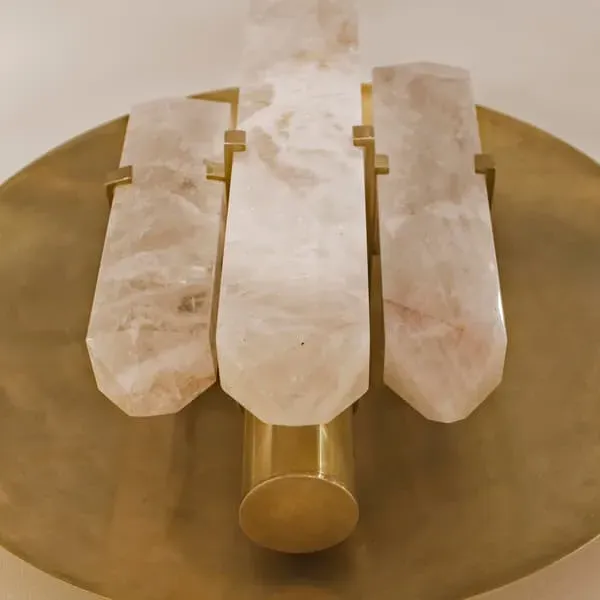 Round Wall Light with Quartz - Brass, Metal