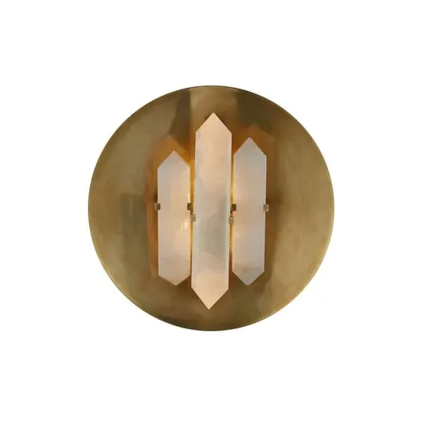 Round Wall Light with Quartz - Brass, Metal