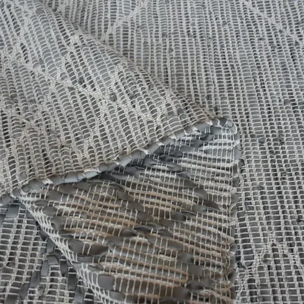 Sama Tribal Rug 5' x 8' - Silver, Leather Blend