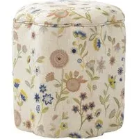 Scalloped Ottoman with Storage - Multicoloured, Linen