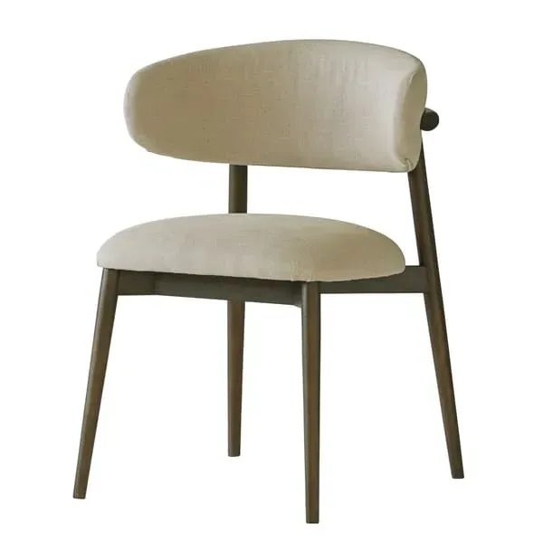 Scandinavian Dining Chair - Brown, Linen