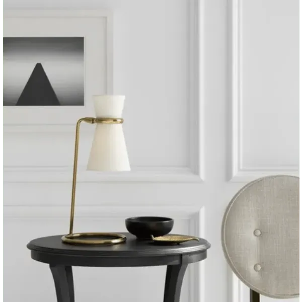 Sculptural Desk Lamp with Slender Stand - Brass, Metal
