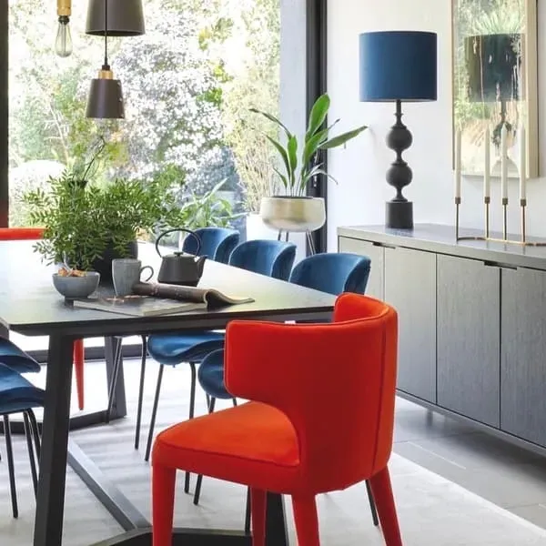 Sculptural Dining Chair - Orange, Velvet