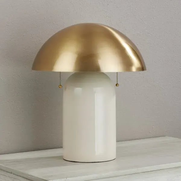 Sculptural Table Lamp with Chains - Brass, Ceramic
