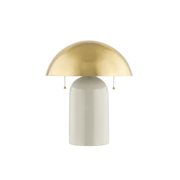 Sculptural Table Lamp with Chains - Brass, Ceramic image
