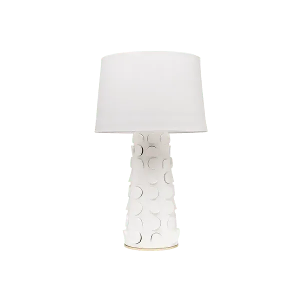Sculptural Table Lamp with Gold Leaf - White, Ceramic image