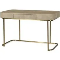 Sculptural Writing Desk with Drawer - Taupe, Brass