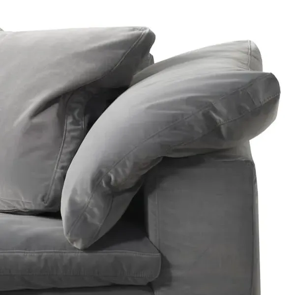 Sectional Sofa with Feather Cushions - Grey, Velvet