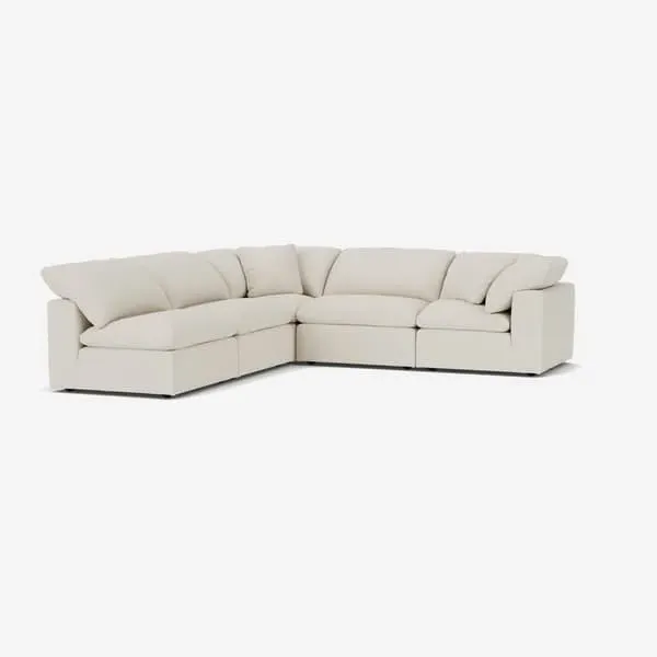 Sectional Sofa with Feather Cushions - Natural, Linen