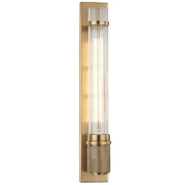 Shaw Wall Light with Fluted Glass - Aged Brass image
