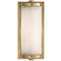 Short Glass Wall Light with Brass Finish - Brass, Glass