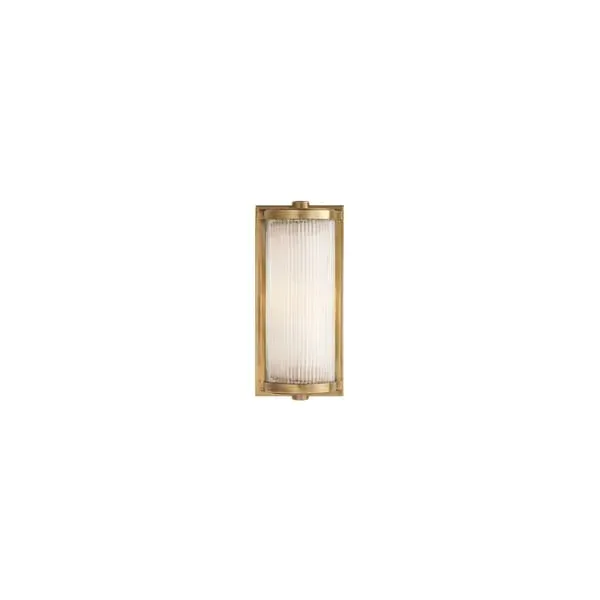 Short Glass Wall Light with Brass Finish - Brass, Glass image