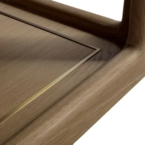 Side Table with Brass Details - Oak, Solid Wood