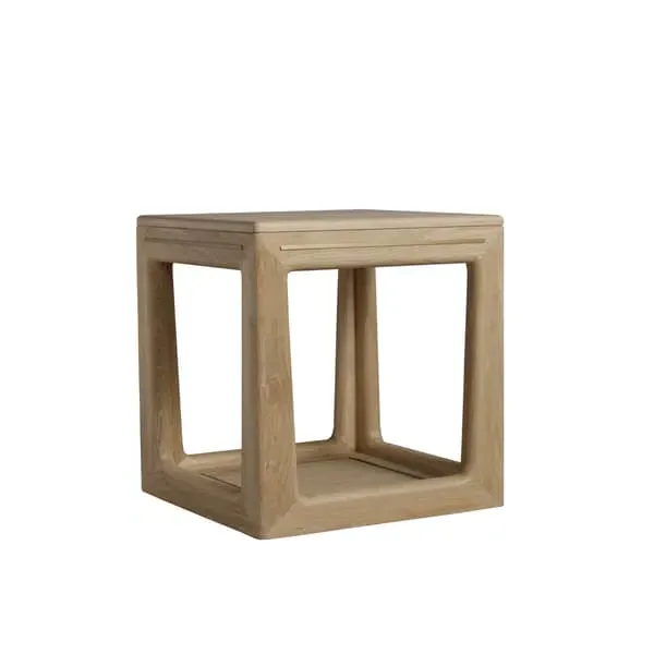 Side Table with Brass Details - Oak, Solid Wood image