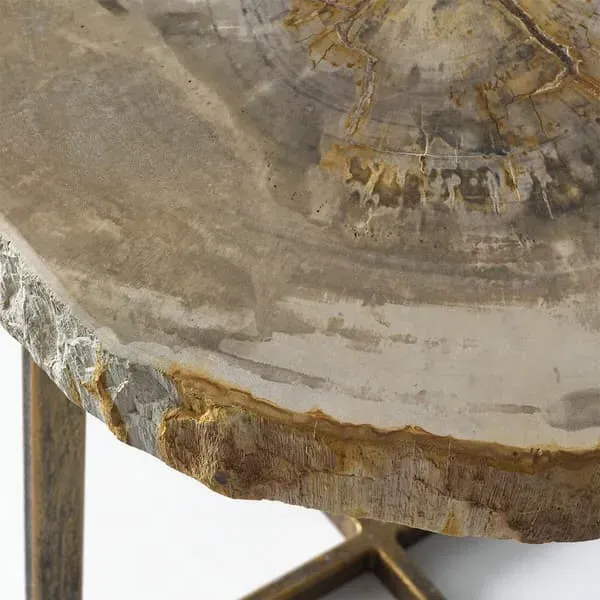Side Table with Lamp - Light, Petrified Wood