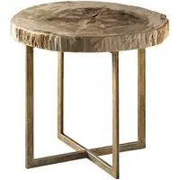 Side Table with Lamp - Light, Petrified Wood