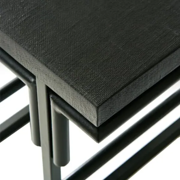 Side Table with Linen Top - Black, Lacquer