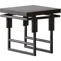 Side Table with Linen Top - Black, Lacquer