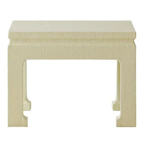 Side Table with Linen Wrap - Ivory, Lacquer