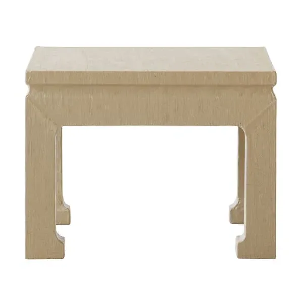 Side Table with Linen Wrap - Taupe, Lacquer