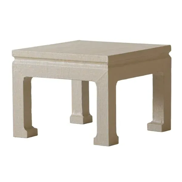 Side Table with Linen Wrap - Taupe, Lacquer