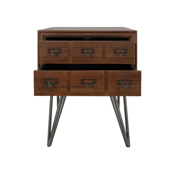 Side Table with Storage Drawers - Natural, Reclaimed Wood